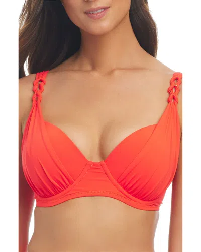Bleu Rod Beattie Ring Master Draped Bra Swim Top In Red