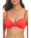 Bleu Rod Beattie Ring Master Draped Bra Swim Top In Red