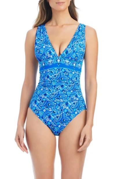 Bleu Rod Beattie Rod Beattie Banded One-piece Swimsuit In Blue