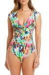 Bleu Rod Beattie Rod Beattie Cap Sleeve One-piece Swimsuit In Multi