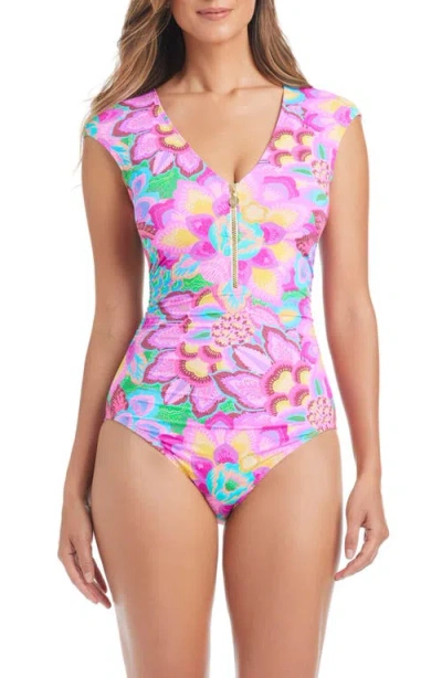 Bleu Rod Beattie Rod Beattie Cap Sleeve One-piece Swimsuit In Pink