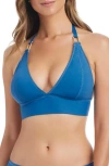 Bleu Rod Beattie Rod Beattie Contrast Stitch Halter Bikini Top In Blue
