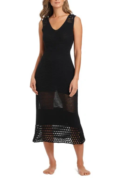 Bleu Rod Beattie Rod Beattie Cover-up Crochet Midi Dress In Black