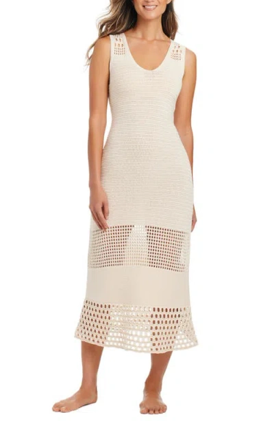 Bleu Rod Beattie Rod Beattie Cover-up Crochet Midi Dress In Neutral