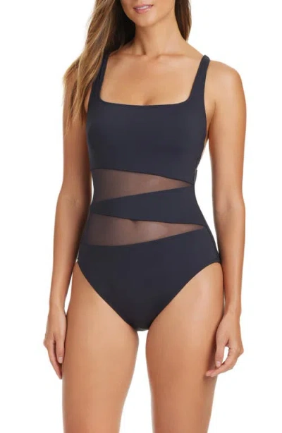 Bleu Rod Beattie Rod Beattie Crisscross Open Back One-piece Swimsuit In Black