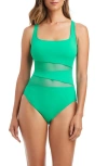 Bleu Rod Beattie Rod Beattie Crisscross Open Back One-piece Swimsuit In Green