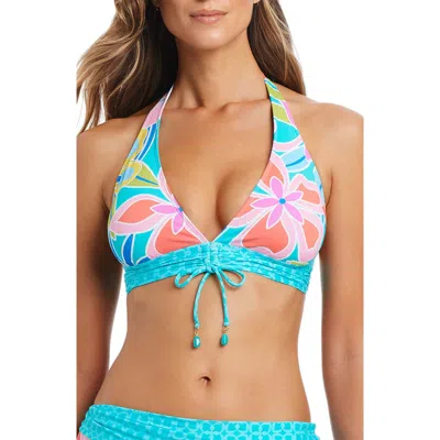 Bleu Rod Beattie Rod Beattie Floral Halter Bikini Top In Animal Print
