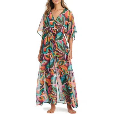 Bleu Rod Beattie Rod Beattie Floral Surplice Cover-up Maxi Dress In Multi