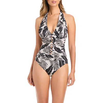 Bleu Rod Beattie Rod Beattie Halter One-piece Swimsuit In Black