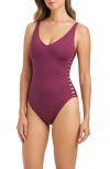 Bleu Rod Beattie Rod Beattie Kore Cutout One-piece Swimsuit In Purple