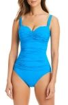 Bleu Rod Beattie Rod Beattie Kore Shirred Underwire One-piece Swimsuit In Blue