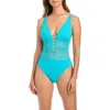 Bleu Rod Beattie Rod Beattie Lace Overlay One-piece Swimsuit In Blue