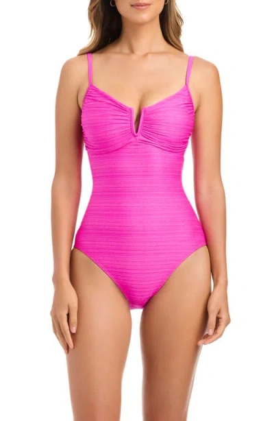 Bleu Rod Beattie Rod Beattie Metallic V-wire One-piece Swimsuit In Pink