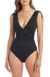 Bleu Rod Beattie Rod Beattie Mio Plunge One-piece Swimsuit In Black