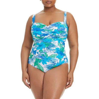 Bleu Rod Beattie Rod Beattie Mio Underwire Shirred One-piece Swimsuit In Blue