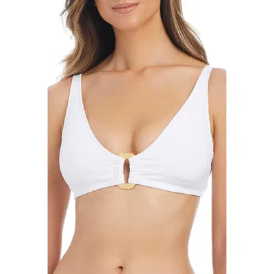 Bleu Rod Beattie Womens Over The Shoulder Textured Swim Bikini Top Bottoms In White