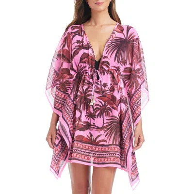 Bleu Rod Beattie Rod Beattie Plunge Semisheer Cover-up Caftan In Pink