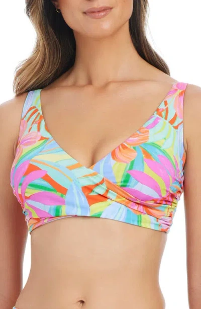 Bleu Rod Beattie Rod Beattie Print Banded Wrap Bikini Top In Multi