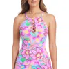 Bleu Rod Beattie Rod Beattie Print High Neck Tankini Top In Multi