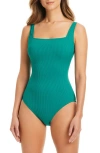 Bleu Rod Beattie Rod Beattie Rib Square Neck Underwire One-piece Swimsuit In Green