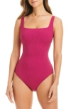 Bleu Rod Beattie Rod Beattie Rib Square Neck Underwire One-piece Swimsuit In Pink