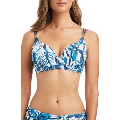 Bleu Rod Beattie Rod Beattie Ring Draped Underwire Bikini Top In Blue