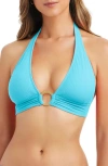Bleu Rod Beattie Rod Beattie Ring Halter Bikini Top In Blue