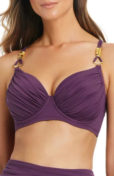 Bleu Rod Beattie Rod Beattie Ruched Underwire Bikini Top In Purple
