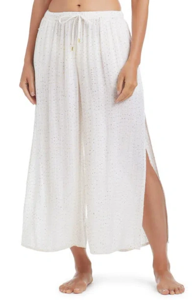 Bleu Rod Beattie Rod Beattie Sequin Embellished Side Slit Cover-up Pants In White