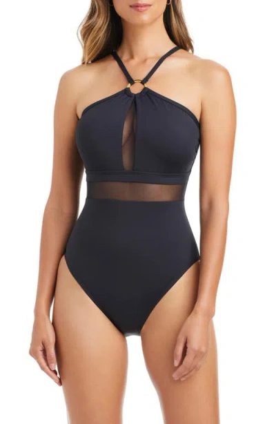 Bleu Rod Beattie Rod Beattie Sheer Mesh Inset One-piece Swimsuit In Multi