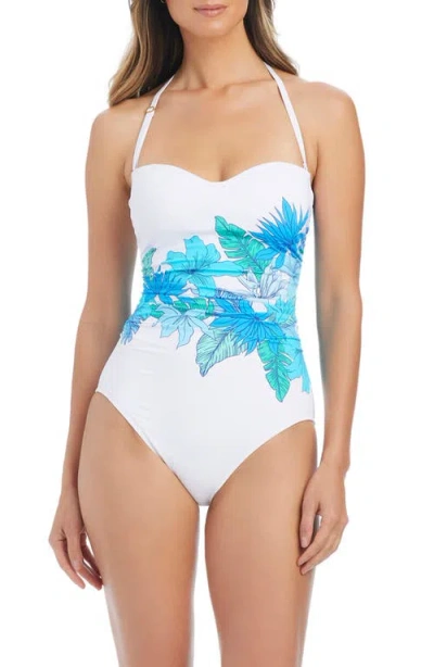 Bleu Rod Beattie Rod Beattie Shirred Bandeau One-piece Swimsuit In Multi
