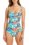 Bleu Rod Beattie Rod Beattie Shirred One-piece Swimsuit In Multi