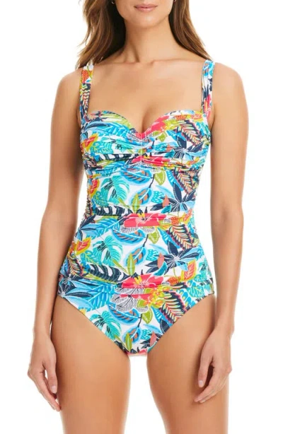 Bleu Rod Beattie Rod Beattie Shirred One-piece Swimsuit In Multi