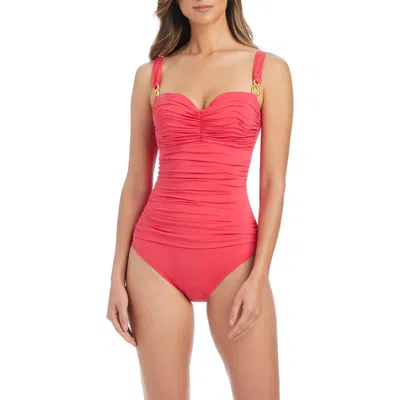 Bleu Rod Beattie Rod Beattie Shirred One-piece Swimsuit In Gray