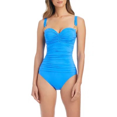 Bleu Rod Beattie Rod Beattie Shirred One-piece Swimsuit In Orange