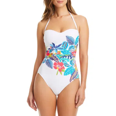 Bleu Rod Beattie Rod Beattie Shirred Strapless One-piece Swimsuit In White