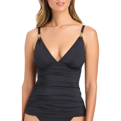 Bleu Rod Beattie Rod Beattie Shirred Tankini Top In Black