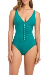 Bleu Rod Beattie Rod Beattie Snap One-piece Swimsuit In Green