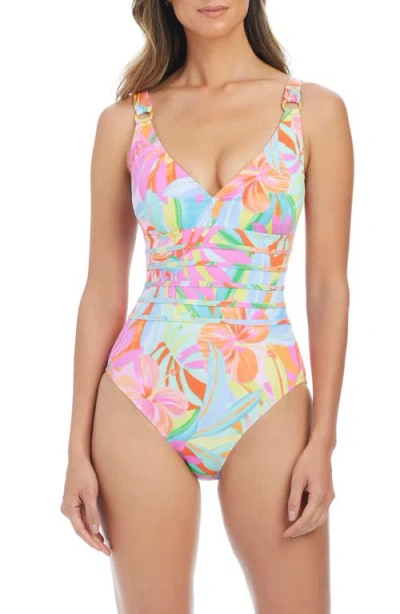 Bleu Rod Beattie Rod Beattie Tonal Binding Underwire One-piece Swimsuit In Multi