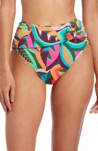 Bleu Rod Beattie Rod Beattie Tropical Print High Waist Bikini Bottoms In Multi
