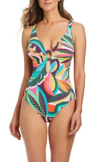 Bleu Rod Beattie Rod Beattie Tropical Print One-piece Swimsuit In Multi