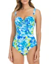 Bleu Rod Beattie Shirred Bandeau One Piece Swimsuit In Cool