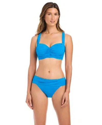 Bleu Rod Beattie Shirred Underwire Bikini D Cup Top Sarong Hipster Bikini Bottoms In Grenache