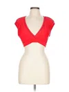 Bleu Rod Beattie Short Sleeve Top Red Sweetheart Neckline Tops In Red