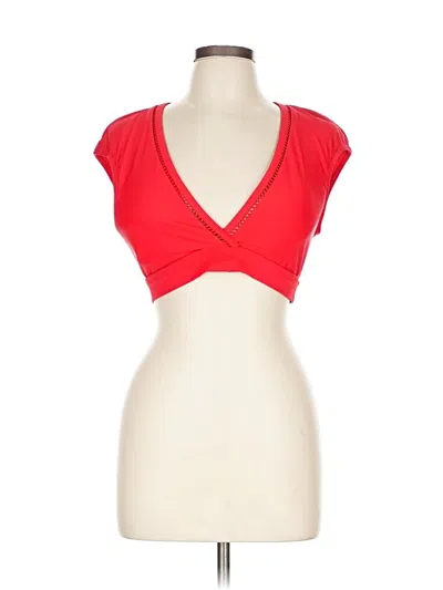 Bleu Rod Beattie Short Sleeve Top Red Sweetheart Neckline Tops