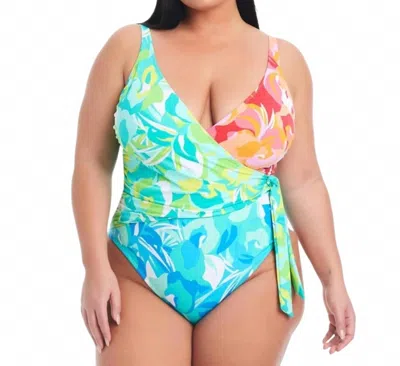 Bleu Rod Beattie Surplice Tied Swimsuit - Plus In Multi In Blue