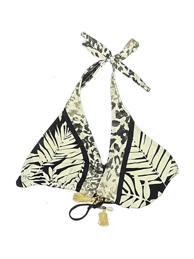 Pre-owned Bleu Rod Beattie Swimsuit Top Gold Print Pattern Swimwear