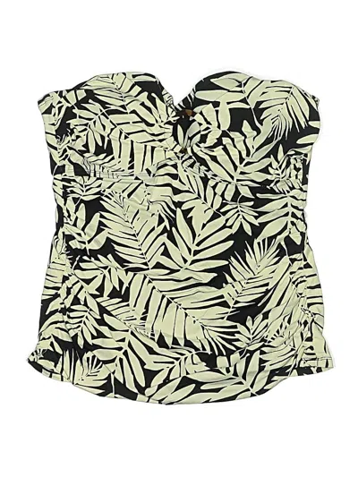 Pre-owned Bleu Rod Beattie Swimsuit Top Green Tropical Pattern Swimwear