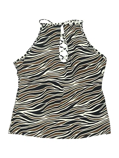 Pre-owned Bleu Rod Beattie Swimsuit Top Ivory Animal Print Pattern Swimwear