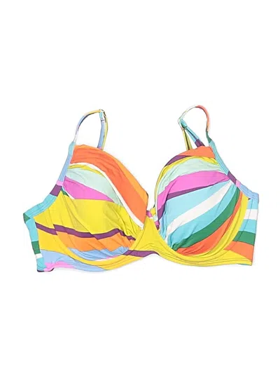 Pre-owned Bleu Rod Beattie Swimsuit Top Yellow Graphic Pattern Swimwear